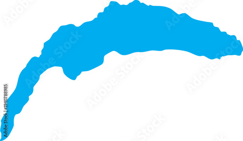 Lake Geneva Lac Leman Map Shape Blue Fill Silhouette in Switzerland and France Vector Illustration