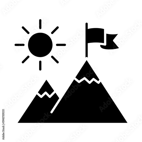 Mountain line + small flag