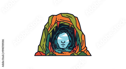 Cave entrance illustration abstract vector design
