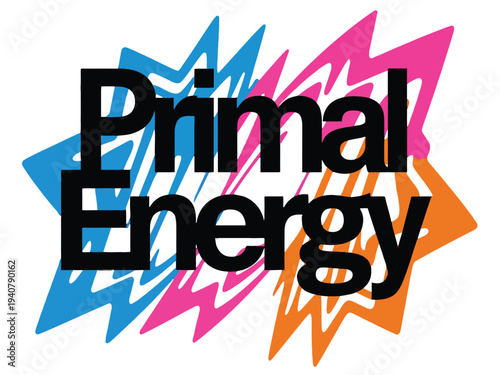 Vibrant Primal Energy Logo Design with Colorful Abstract Background