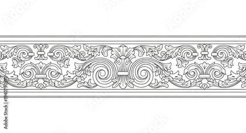 Intricate Baroque Style Decorative Border Design Element.