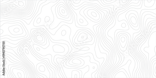 Minimalist Geographic Topographic Map Pattern with Light Gray Contour Lines on White Background, Smooth Elevation Curves and Abstract Terrain Design.