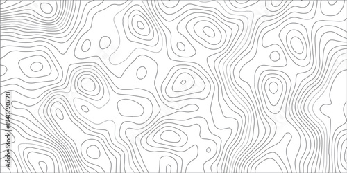 Abstract White Topographic Map Background with Light Gray Contour Lines, Smooth Terrain Elevation Curves and Modern Cartography Line Art Design.