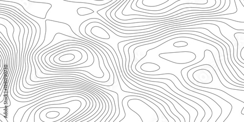 Abstract White Topographic Map Background with Light Gray Contour Lines, Smooth Terrain Elevation Curves and Modern Cartography Line Art Design.