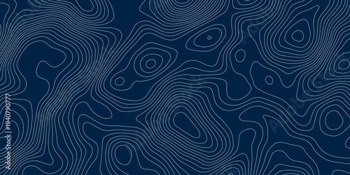Modern Dark Blue Topographic Contour Line Background with Teal Elevation Curves, Abstract Geographic Map Pattern for Cartography, Technology, and UI Interface Design.