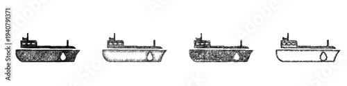 Sketch oil tanker icon design set