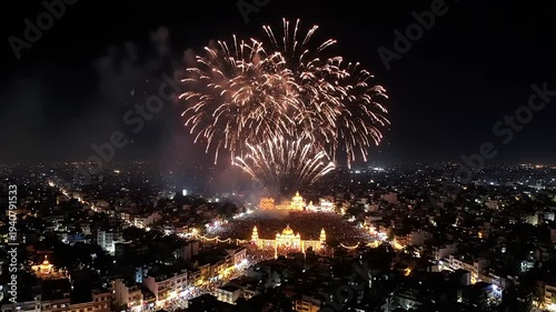 Wallpaper Mural Spectacular Fireworks Display Illuminates Cityscape at Night. Torontodigital.ca