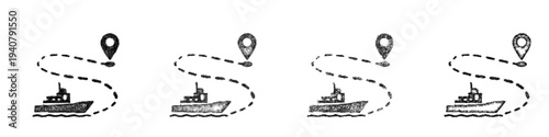 Sketch shipping route icon design set