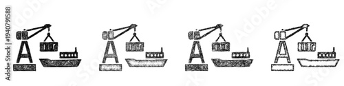 Sketch cargo loading icon design set