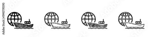 Sketch global shipping icon design set