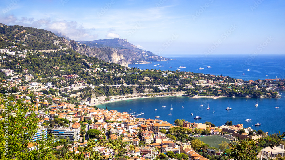 Naklejka premium Villefranche sur Mer bay and marina on French Riviera, Provence-Alpes-Côte, France, Europe.
