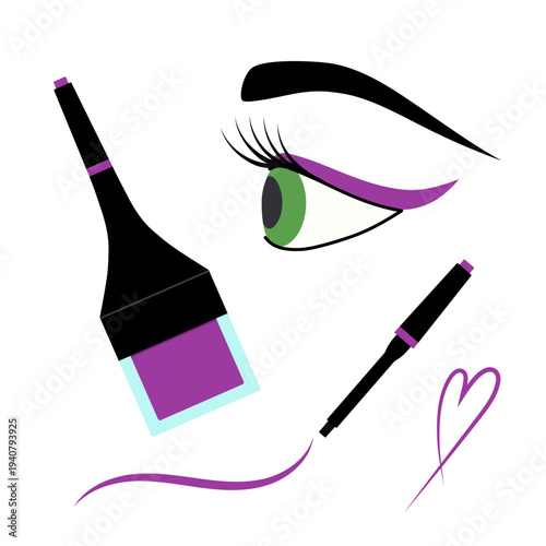 Eyeliner, vector illustration. Flat style. Decorative cosmetics, makeup.