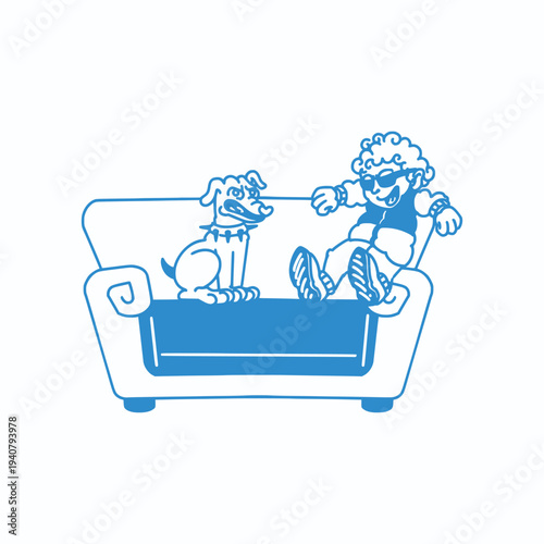 cartoon design of a child and a dog