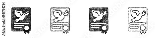 Sketch peace treaty icon design set