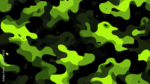 Seamless camouflage pattern with skull and bones for halloween design viewed from above in a dark environment.