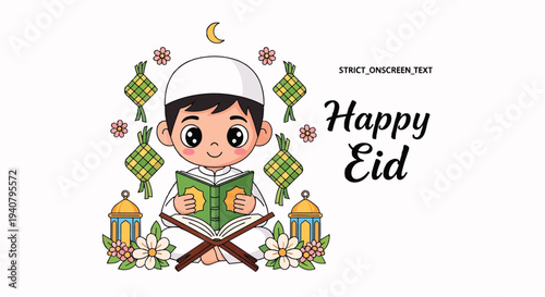 Eid Family Gathering Around Lanterns in Festive Mosque Courtyard