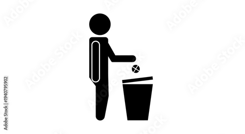 Person Disposing Waste in Trash Can.