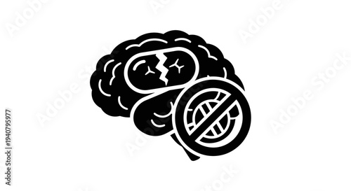 Human Brain with Broken Light Bulb Inside.