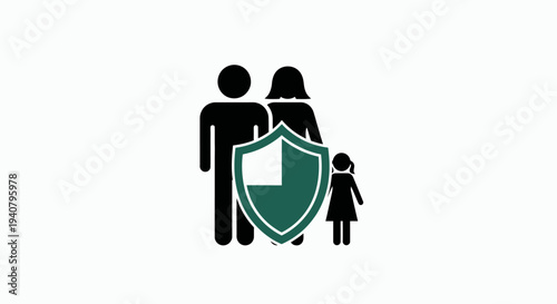 Family Protection Security Shield Safety Concept.