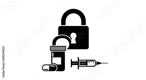 Medical Supplies and Lock Iconography.