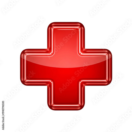 A red cross symbol on a black background representing medical care
