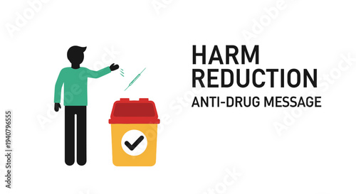 Man putting syringe in disposal container.