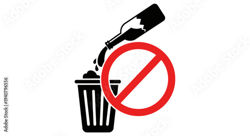 No Littering Sign with Trash Can.