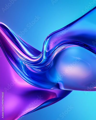 Modern abstract background with smooth glass-like waves and vibrant blue, purple, and cyan gradients. Ideal for technology, digital design, wallpapers, and modern branding