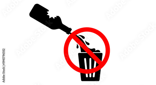 No Littering Sign with Trash Can.