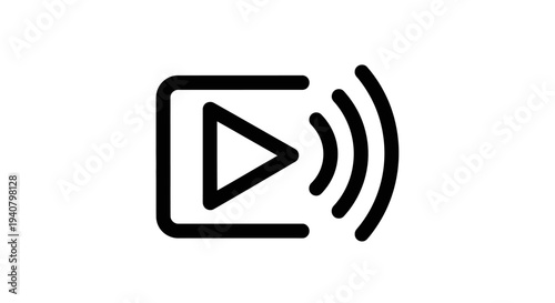 Streaming video icon. Live broadcast media player symbol for online content, wireless transmission, and digital entertainment.