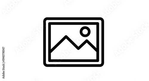 Image placeholder icon, simple line art vector illustration for gallery, photo, picture, multimedia, web and app design interface.