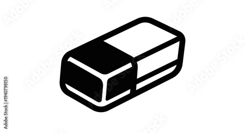 Simple vector icon of a rubber eraser, two-tone design for school, office, correction, or stationery concepts.
