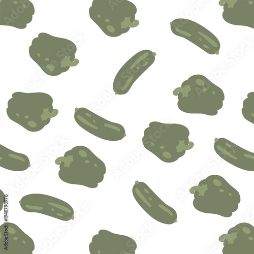 Art & Illustration Flat vector vegetable pattern with carrots and tomatoes, seamless food background	
