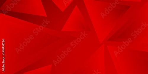Abstract Red Geometric Background with 3D Overlapping Triangles and Gradient Texture. vector illustration