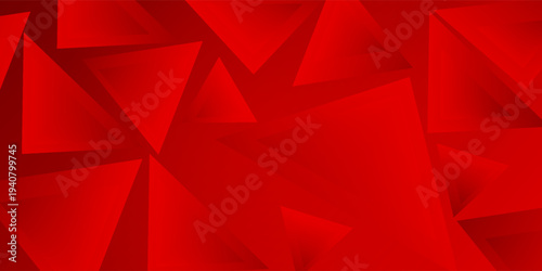 Abstract Red Geometric Background with 3D Overlapping Triangles and Gradient Texture. vector illustration