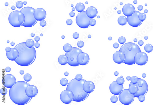 Vector texture of bubble gum and collagen  blue bubbles for dreamy design.background.