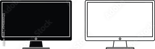 Computer monitor dual screen setup isolated on transparent background, Vector