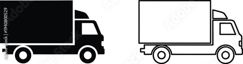Truck icons set isolated on transparent background, Vector