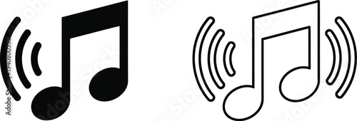 Music notes sound waves isolated on transparent background, Vector