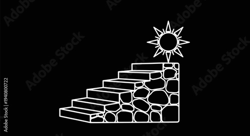 Stairway to Success with Sun Symbol.