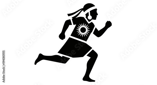 Running Man Silhouette Athlete Fitness Sports.