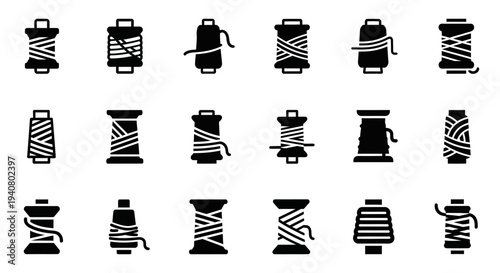 Collection of assorted black and striped hockey equipment icons displayed on a clean white background from a straightforward viewpoint