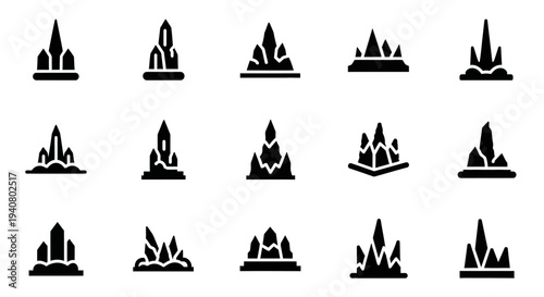 Collection of various flame icons in different styles and designs on a plain background from a straightforward viewpoint