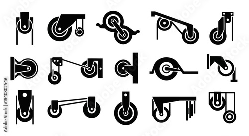 Collection of various scooter illustrations displayed in a grid pattern on a clean background from a straightforward viewpoint