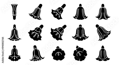 Collection of Traditional Robes Illustrations in Various Styles and Orientations