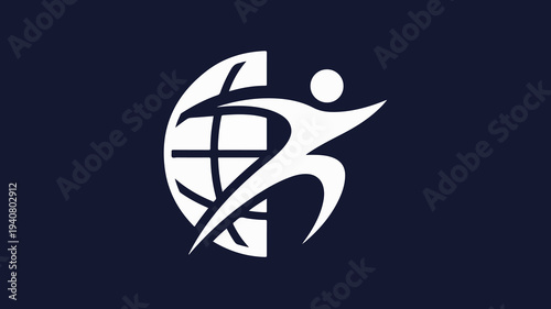 Dynamic human figure embracing global connection and active lifestyle, symbolizing worldwide sport and wellness initiatives for global health and unity