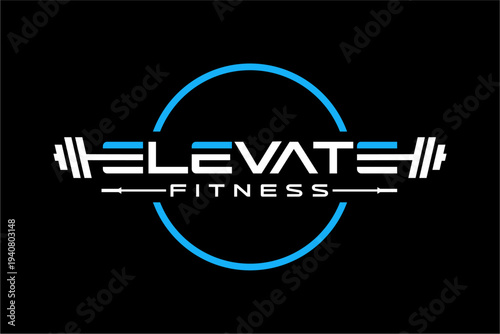 Elevate Fitness Logo Design with Barbell.
