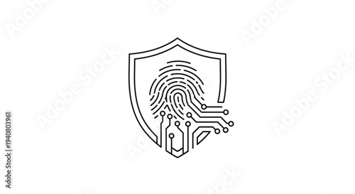 Fingerprint Security Shield Protection Icon Design.