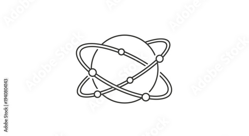 Simple Line Drawing of Atom Structure.