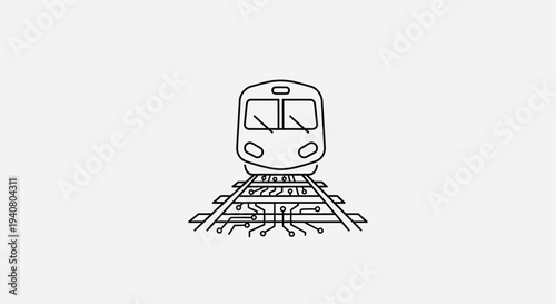 Front View of Train on Railway Tracks.